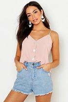Boohoo Mother Of Pearl Button Cami