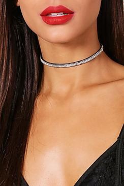 Boohoo Molly Layered Diamante Bling Choker