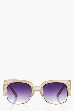 Boohoo Frankie Oversized Cut Out Nude Fashion Glasses