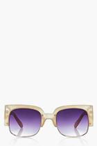 Boohoo Frankie Oversized Cut Out Nude Fashion Glasses