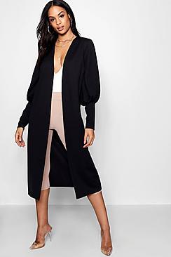 Boohoo Tasha Tie Waist Balloon Sleeve Duster