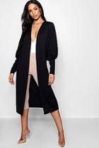 Boohoo Tasha Tie Waist Balloon Sleeve Duster