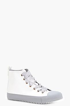 Boohoo Lucy Ribbon Lace Two Tone High Tops