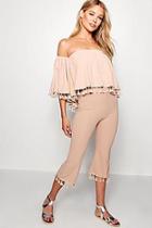 Boohoo Tassle Trim Wide Leg Trousers Co-ord