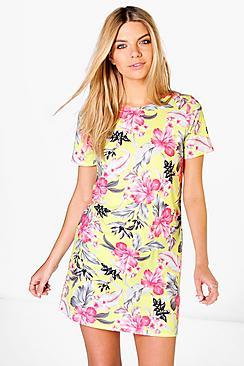 Boohoo Edie Printed Shift Dress