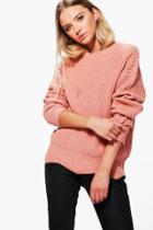 Boohoo Ruby Scallop Hem Crop Jumper Peach
