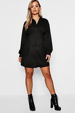 Boohoo Plus Suede Shirt Dress