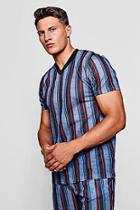 Boohoo V Neck Mesh Wide Stripe Co-ord T-shirt