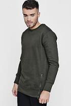 Boohoo Longline Sweater With Zip Detail