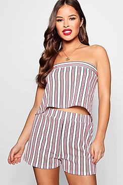 Boohoo Petite Luna Stripe Bandeau & Short Co-ord