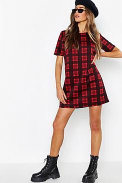 Boohoo Tartan Check Shift Dress