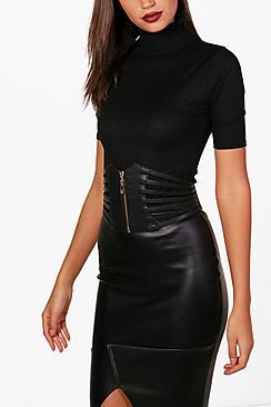 Boohoo Tanya Cut Out Zip Corset Belt