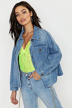 Boohoo Draw Cord Waist Denim Jacket