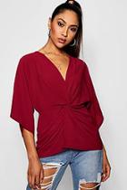 Boohoo Isobel Twist Knot Front V Neck Top