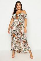 Boohoo Plus Snakeskin Ruffle Maxi Dress