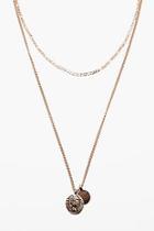 Boohoo Coin And Chain Double Layer Necklace