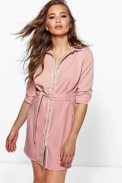 Boohoo Hayley Contrast Tipped Shirt Dress