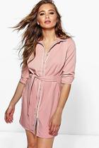 Boohoo Hayley Contrast Tipped Shirt Dress