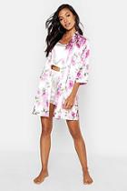 Boohoo Rosey Floral Satin Gown