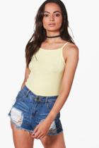 Boohoo Ella Basic Square Neck Top Lemon