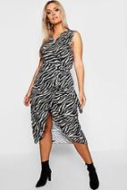 Boohoo Plus Zebra Wrap Dress