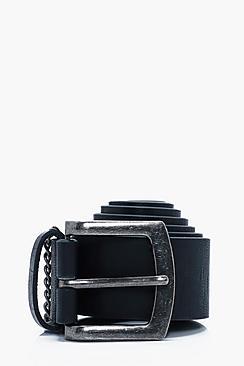 Boohoo Pu Belt With Chain Detail