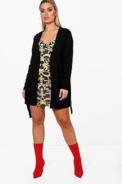 Boohoo Plus Jessy Eyelet Detail Tie Front Blazer