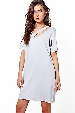 Boohoo Loren Assymetric Neck Shift Dress