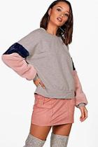 Boohoo Sarah Contrast Faux Fur Trim Sweats