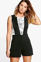 Boohoo Emily Lace Insert Playsuit
