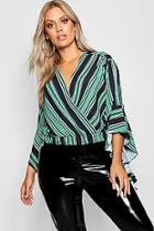 Boohoo Plus Stripe Wrap Shirt