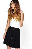 Boohoo Adriana Button Front Jersey Skater Skirt