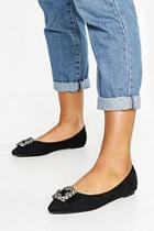 Boohoo Embellished Pointed Toe Ballet Pumps