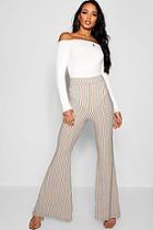 Boohoo Ribbed Striped Flare Trousers