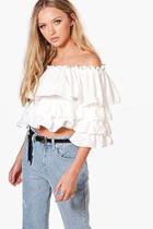 Boohoo Abigail Off The Shoulder Ruffle Top