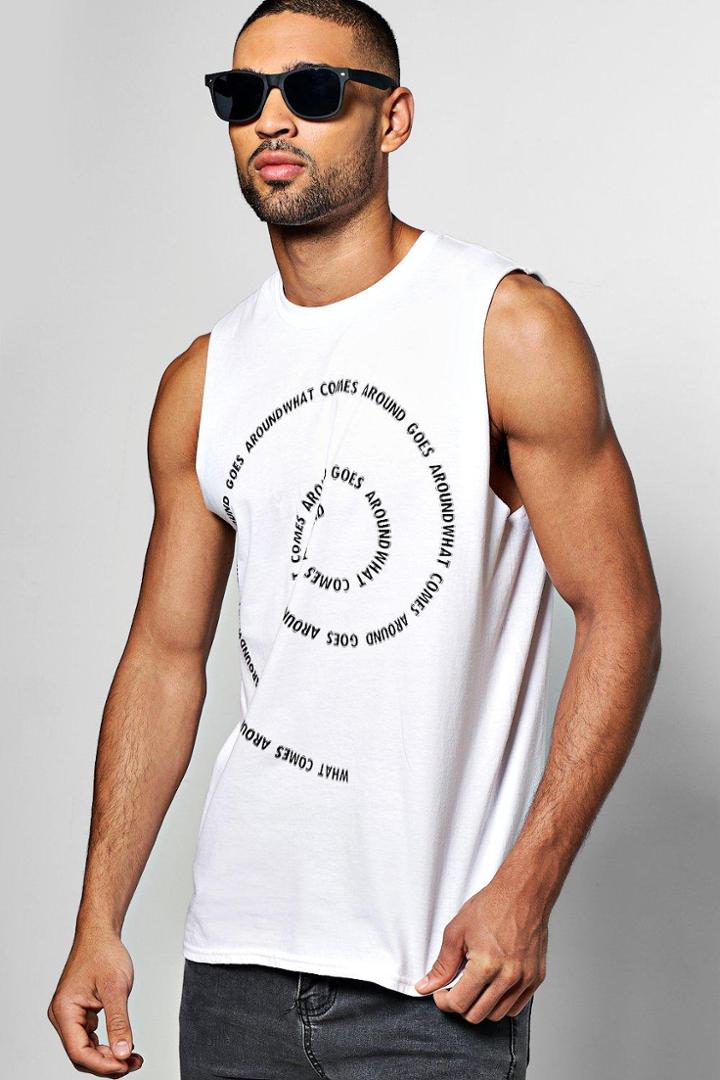 Boohoo What Goes Around Printed Sleeveless T Shirt White
