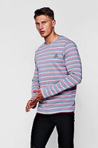 Boohoo Long Sleeve Stripe T-shirt With Robin Embroidery