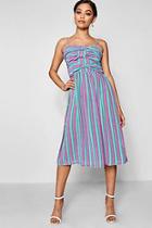 Boohoo Hannah Triple Knot Striped Cami Skater Dress