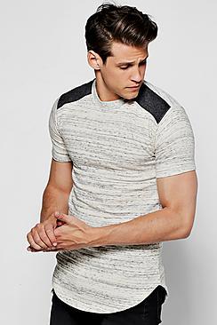 Boohoo Space Dye Shoulder Panel T-shirt
