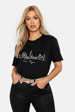 Boohoo Plus Las Vegas Skyline T-shirt