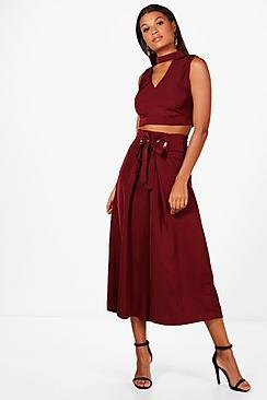 Boohoo Maddie Choker And Wide Leg Culotte