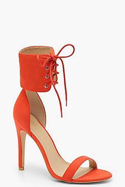Boohoo Lace Up Ankle Strap Two Part Heels