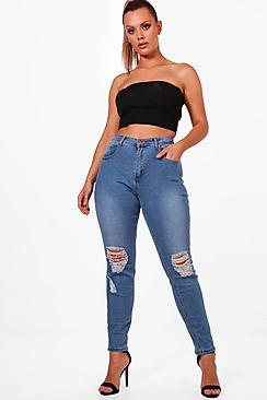 Boohoo Plus Bridget Ripped Skinny Jean