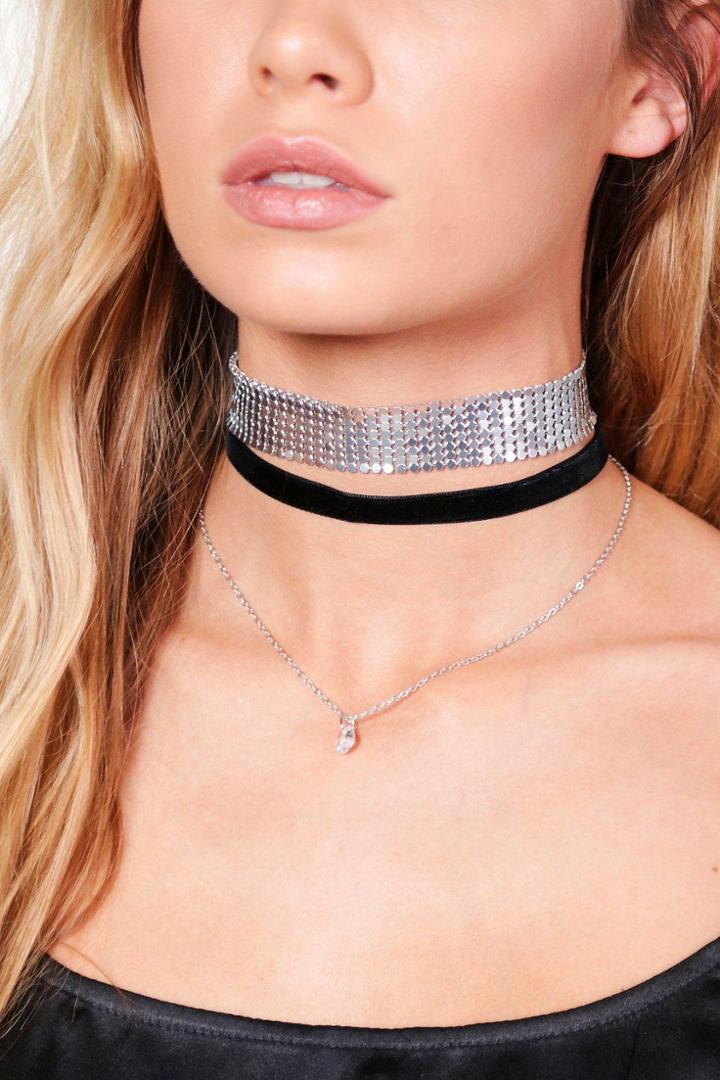 Boohoo Diana Velvet & Diamante Choker Pack Multi