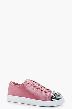 Boohoo Sophia Embellished Toe Cap Trainer