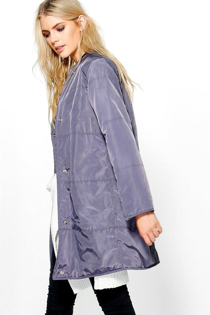 Boohoo Abigail Quilted Jacket Charcoal