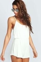 Boohoo Kate Draped Strappy Back Jersey Playsuit White