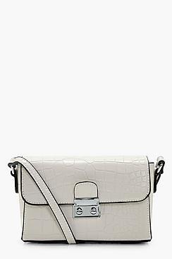 Boohoo Chantelle Croc & Lock Cross Body