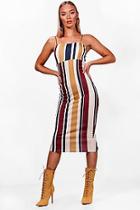 Boohoo Eleanor Stripe Strappy Midi Dress