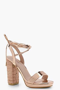 Boohoo Amber Diamante Platform Lace Up Heels